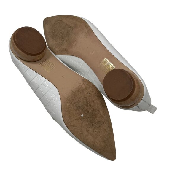 JEFFREY CAMPBELL Viona White Croc Loafers Wood ball Heel Pointy Toe size 10 M - Picture 5 of 5